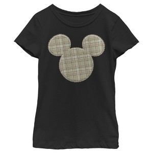 Girl's Disney Mickey Mouse Plaid Silhouette T-Shirt - 1 of 4