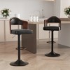 Zeus & Ruta Set of 2 Black Adjustable Height Swivel Bar Stools with PU Leather Seat, Backrest & Footrest for Kitchen, Bar, or Dining Room - 2 of 4