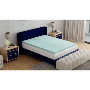 NicBex 3" Memory Foam Mattress Topper,Bed Topper for Cool & Healthy Sleep,Moisture-Wicking,Hypoallergenic,CertiPUR-US Certified,Blue - 1 of 4
