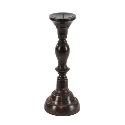 Elegant Espresso Wood Candle Holder Trio, 18" 15" 12"H