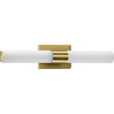 Progress Lighting, Blanco Collection, 1-Light Wall Sconce, Satin Brass, Etched White Glass Shade