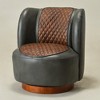 KINWELL Two-Tone Tufted Leather Swivel Chair, 29" W Top-Grain Genuine Leather Upholstered Accent Chair - 4 of 4