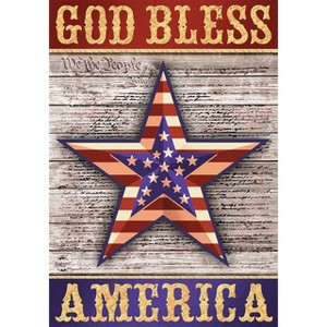 Briarwood Lane God Bless America Star Patriotic House Flag Rustic Fourth of July 28" x 40" - 1 of 4
