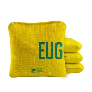 Skip's Garage | Gameday Eugene Synergy Pro Yellow Cornhole Bags (Set of 4) - 1 of 4