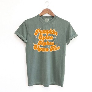 Simply Sage Market Women's Pumpkin Spice Makes Mama Nice Short Sleeve Garment Dyed Tee - 1 of 2