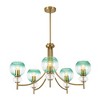 Rennnsan Jessica 5-Light Modern Glam Gold Branch Sputnik Gradient Open Green Glass Globe Chandelier with Clear Glass Accents - 3 of 4