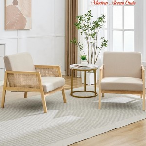 Living Room Accent Chair Set of 2, Modern Luxurious Upholstered Armchair Chair Comfy Lounge w/ Sturdy Wood Legs - 1 of 4