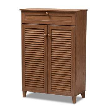 Shelf Wood Shoe Storage Cabinet with Drawer Coolidge - Baxton Studio