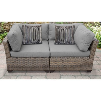 Monterey 2pc Outdoor Wicker Sectional Loveseat with Cushions - Gray - TK Classics