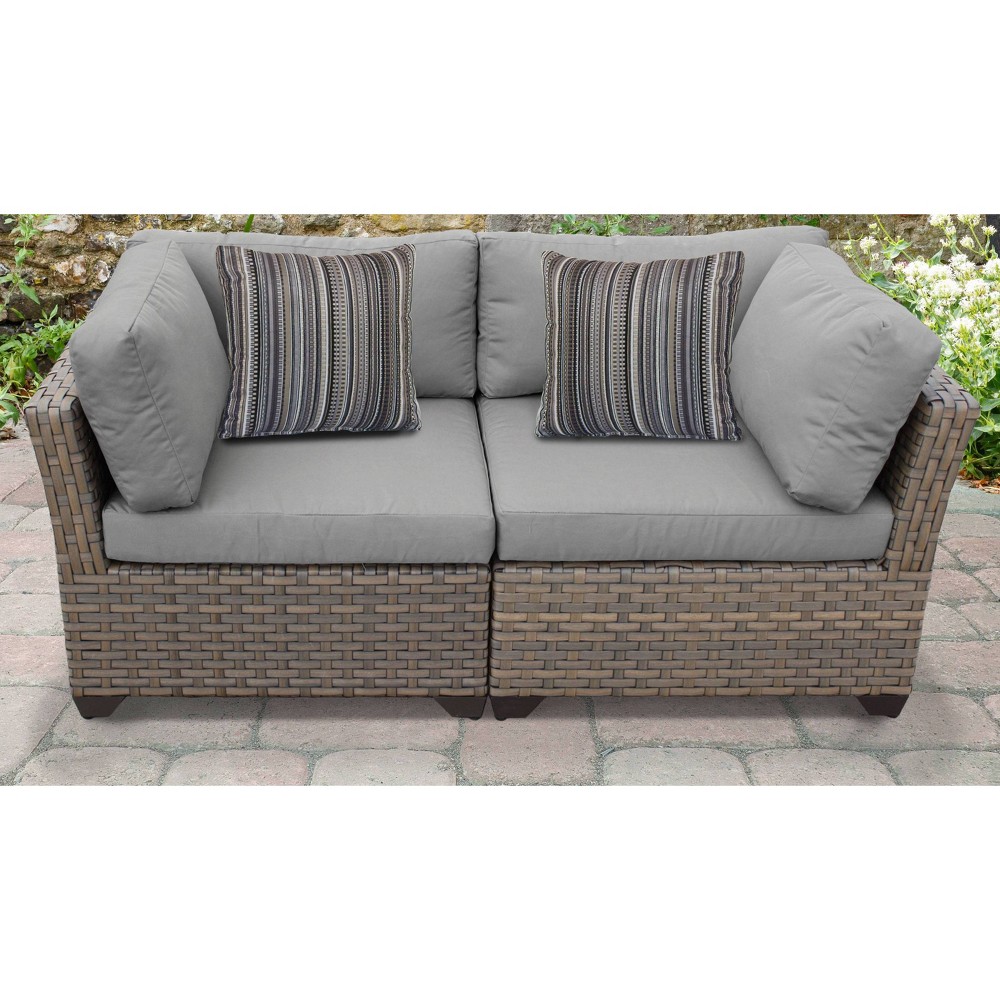 Monterey 2pc Outdoor Wicker Sectional Loveseat with Cushions – Gray – TK Classics  – Patio Furniture​