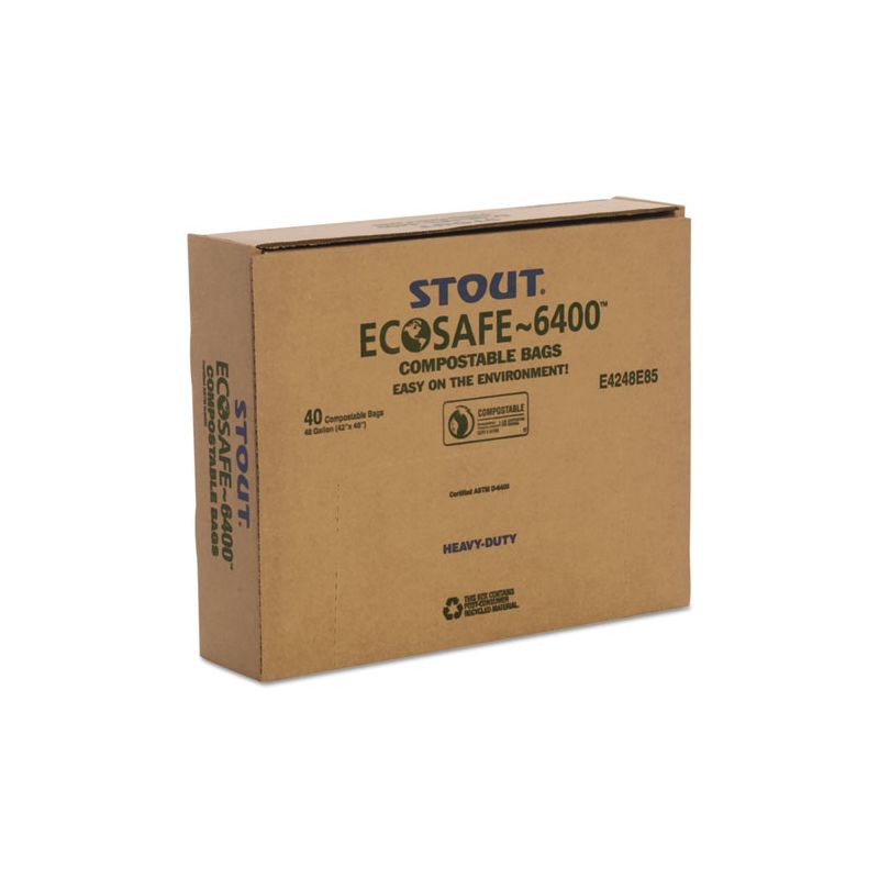Stout by Envision EcoSafe-6400 Bags, 48 gal, 0.85 mil, 42" x 48", Green, 40/Box, 5 of 8