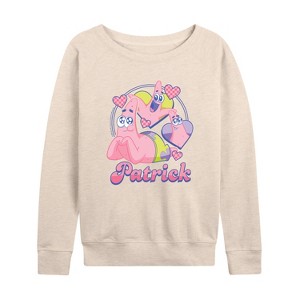 Women's - Spongebob Squarepants - Cute Patrick Lightweight French Terry Wide Neck Long Sleeve Shirt - 1 of 4