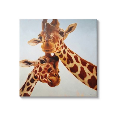 Stupell Industries Happy Giraffe Duo Portrait Gallery Wrapped Canvas Wall  Art