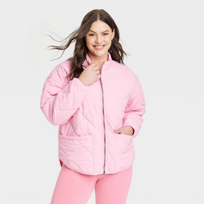 Fabletics Size Small/6 Palmer Shine Puffer Jacket Pink Holographic Shimmer  New