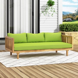 67.5" Length 3 Seater Green Sofa With Arm For Outdoor Patio - 1 of 4
