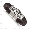 Chisel Stainless Steel Antiqued and Polished Dark Brown Braided Faux Leather 8.5" Bracelet - 4 of 4