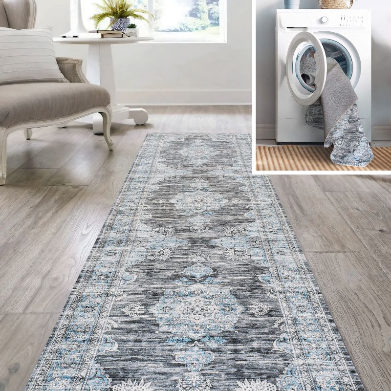 Bausch Bohemian Distressed Chenille Machine-Washable Area Rug -JONATHAN Y, 1 of 12