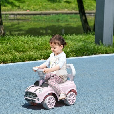 Pink Toddler Ride-On Car with Horn and Steering Wheel