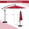 Costway 10 FT Solar Offset Hanging Umbrella with 96 Solar Multi-colored Flowing LED Lights Beige/Coffee/Gray/Navy/Red/Turquoise - 3 of 4