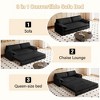 Whison 3-in-1 Velvet Queen Sleeper Sofa Bed & Chaise Lounge with Side Storage Pockets, 2 Seats - 4 of 4