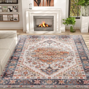 HOMCOM Area Rug, Boho Machine Washable Rug, Non-Slip Low Pile Carpet for Living Room, Bedroom, Dining Room, Home Office - 1 of 4