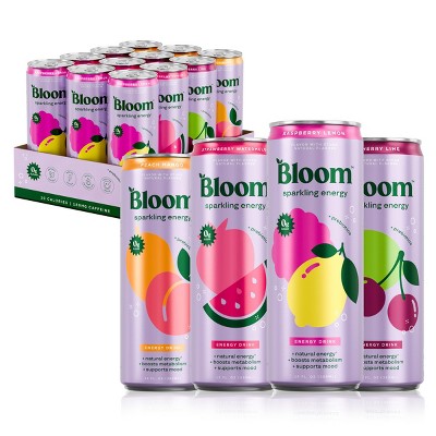 Bloom Nutrition Sparkling Energy Drink - Variety Pack - 12 Fl Oz Can (Pack of 12)