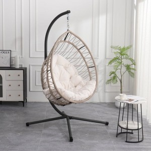 Mlmh & Kngwa 32.5"W Outdoor Hanging Egg Chair with Detachable Stand - 1 of 4
