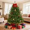 Jojoka Pre-Lit Artificial Christmas Tree, Green Xmas Tree with Incandescent Warm White Lights, Collapsible Stand, PVC Holiday Trees with Metal Stand - 2 of 4