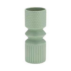 Ceramic Boho Decorative Vase - Modern Textured Design Flower Holder for Home, Office, Bedroom, Living Room - 1 of 4