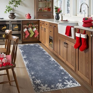 COZONY Christmas Snowflake Area Rug, Machine Washable Non-Slip Carpet Mat with Festive Pattern for Living Room and Bedroom - 1 of 4