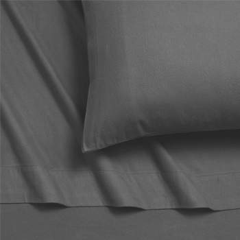 Tribeca Living Full 6 oz Cotton German Flannel Deep Pocket Sheet Set Gray