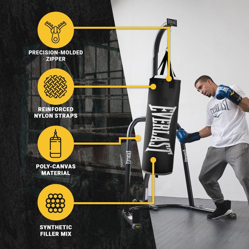 Everlast Core Premium Durable Poly Canvas Training Heavy Bag with Reinforced Nylon Straps and D Rings for Boxing and Fitness Workouts, Black, 2 of 7