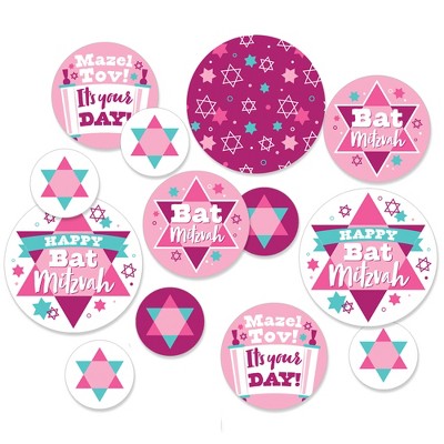 Big Dot of Happiness Pink Bat Mitzvah - Girl Party Giant Circle Confetti - Party Decorations - Large Confetti 27 Count