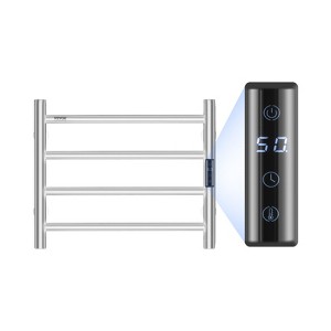 VEVOR 4 Bars Towel Warmer Rack, Wall Mounted Heated Towel Rack for Bathroom, IPX5 Waterpoof Towel Heater Rack with Timer & Display Screen, Silver - 1 of 4