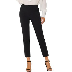 INSPIRE CHIC Women's High Waist Elastic Back Two Slant Pockets Office Work Ankle Pants - 1 of 4