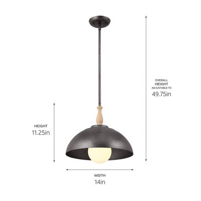 Fira 14" Anvil Iron Steel Indoor/Outdoor Pendant Light