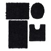 Bell Flower Collection Bath Rugs, Extra Soft and Absorbent, Non-Slip Bath Mats, Machine Washable Bathroom Mats, 4 Pcs Set with Toilet Lid Cover, Black - 2 of 4