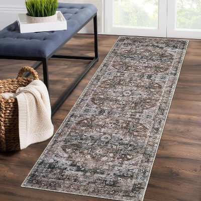 Area Rugs for Living Room Bedroom Non Slip Machine Washable Soft Vintage Rugs Low Pile Large Rug for Dining Room Office Nursery Carpets Home Decor