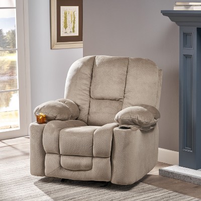 Sapphtopaz Modern Manual Recliner Chair Accent Chair Push Back Upholstered Chair with 2 Cup Holders Recliner Chair for Bedroom, Living Room