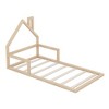 Grungis Twin Size Floor Bed for Kids,Modern Toddler Bed with House-shaped Headboard and Guardrails,Montessori Bed for Bedroom - 4 of 4