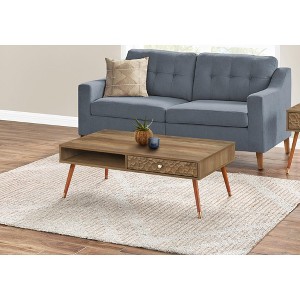 Coffee Table, Accent, Cocktail, Rectangular, Storage, Living Room, 44inl, Walnut Laminate, Wood Legs, Mid Century - 1 of 1