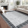 Plaid Print  Powder Blue Area Rug,  Machine Washable Rug, Non-Slip Low Pile Carpet for Living Room, Bedroom, Dining Room, Home Office - 2 of 4