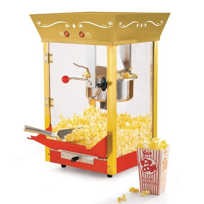 Vintage Red and Gold 53" Popcorn Cart with 8 oz Kettle