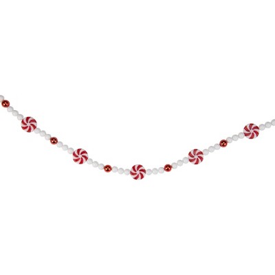 Northlight 9' x 1" Red and White Peppermint Candy Beaded Artificial Christmas Garland - Unlit