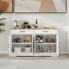 LunaLulinlk 55.91" Large Farmhouse Buffet Cabinet Storage Sideboard with 2 Drawers and 4 Doors for Dining Living Room Kitchen Cupboard-White - 3 of 4