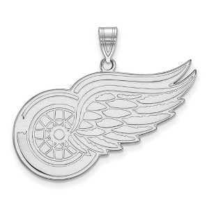 Black Bow Jewelry 14k White Gold Detroit Red Wings NHL Extra Large Pendant - 1 of 3