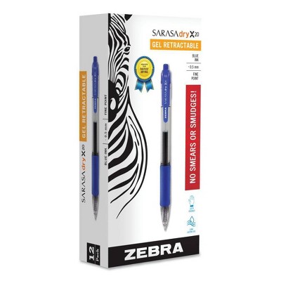 Zebra Sarasa Gel Pen, Fine - Blue Ink (12 Per Set)