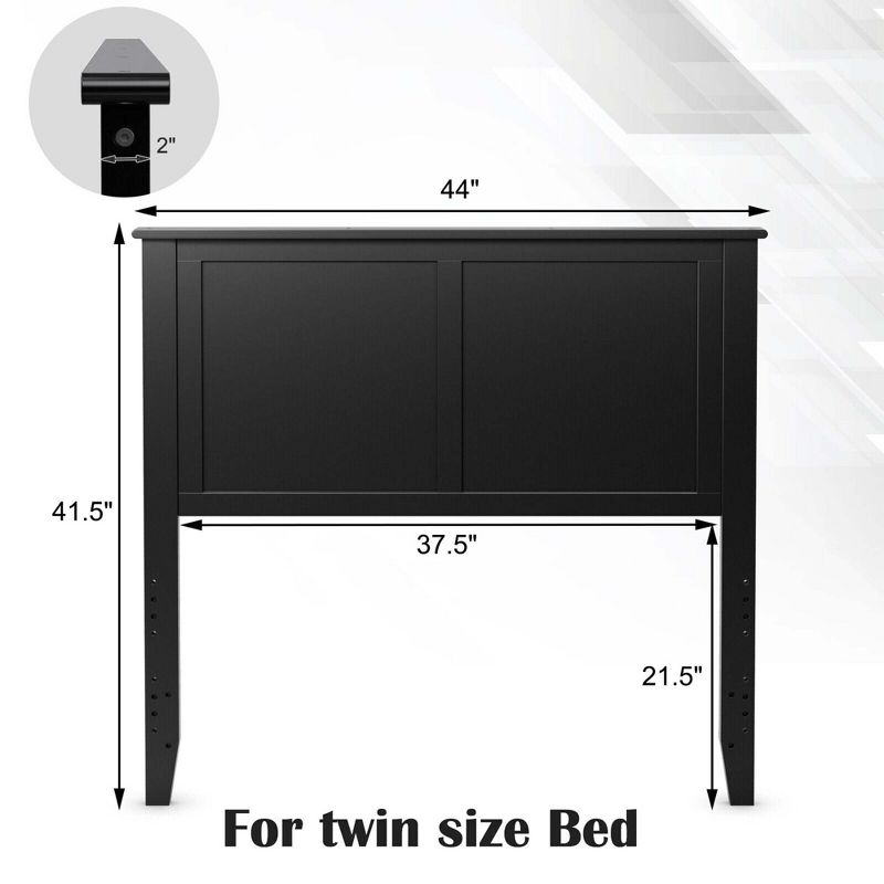 Costway Twin Wood Headboard Flat Panel Pre-drilled Holes Height Adjustment, 2 of 10