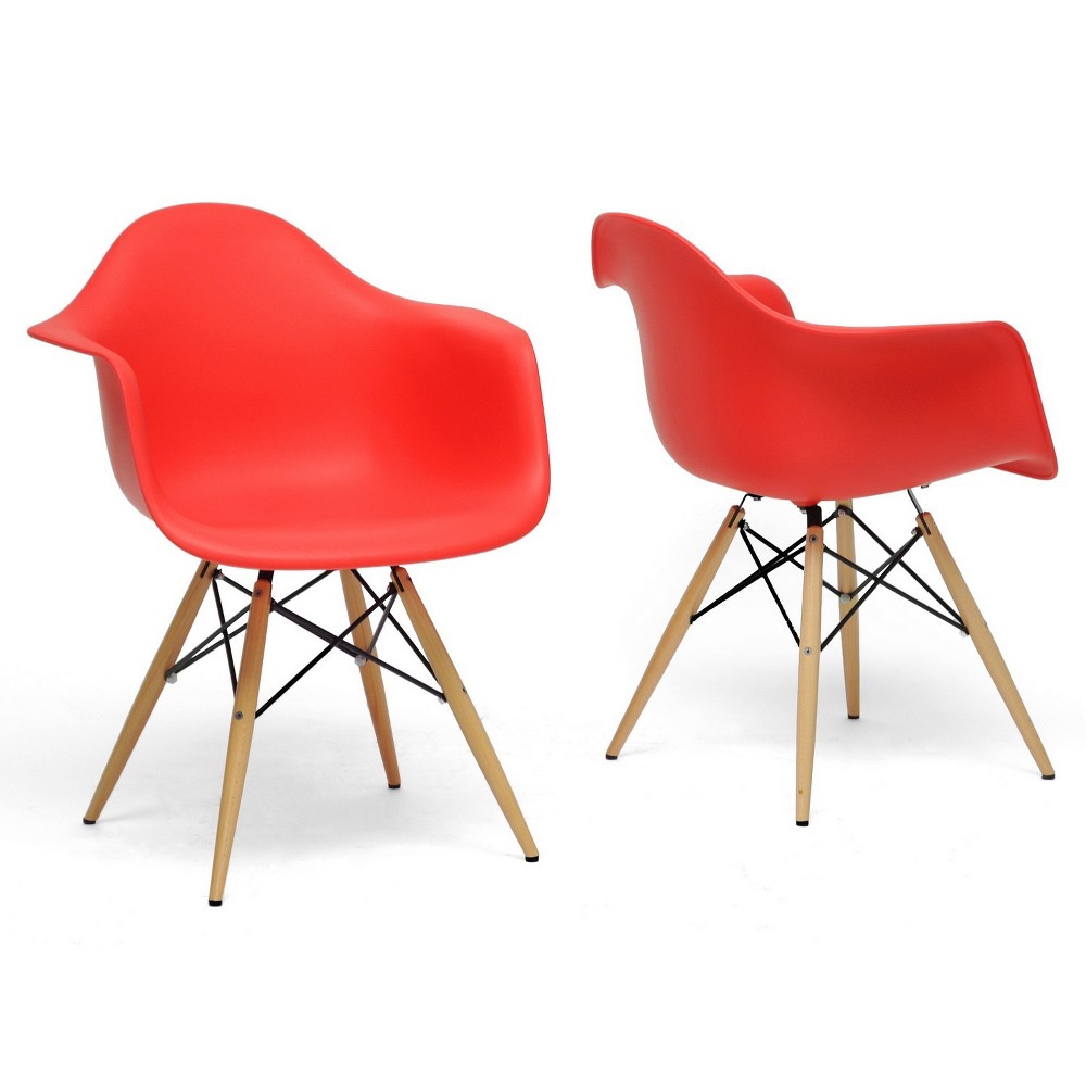 UPC 847321005624 product image for Set of 2 Pascal Plastic Mid Century Modern Shell Chairs Red - Baxton Studio | upcitemdb.com
