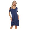 Women's Cold Shoulder Summer Twist Knot Mini Tshirts Dresses - 3 of 4